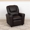EMMA + OLIVER Brown LeatherSoft Kids Recliner with Cup Holder and Headrest view 1
