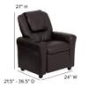 EMMA + OLIVER Brown LeatherSoft Kids Recliner with Cup Holder and Headrest view 2