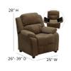 EMMA + OLIVER Deluxe Padded Brown Microfiber Kids Recliner with Storage Arms view 2