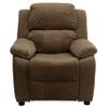 EMMA + OLIVER Deluxe Padded Brown Microfiber Kids Recliner with Storage Arms view 4