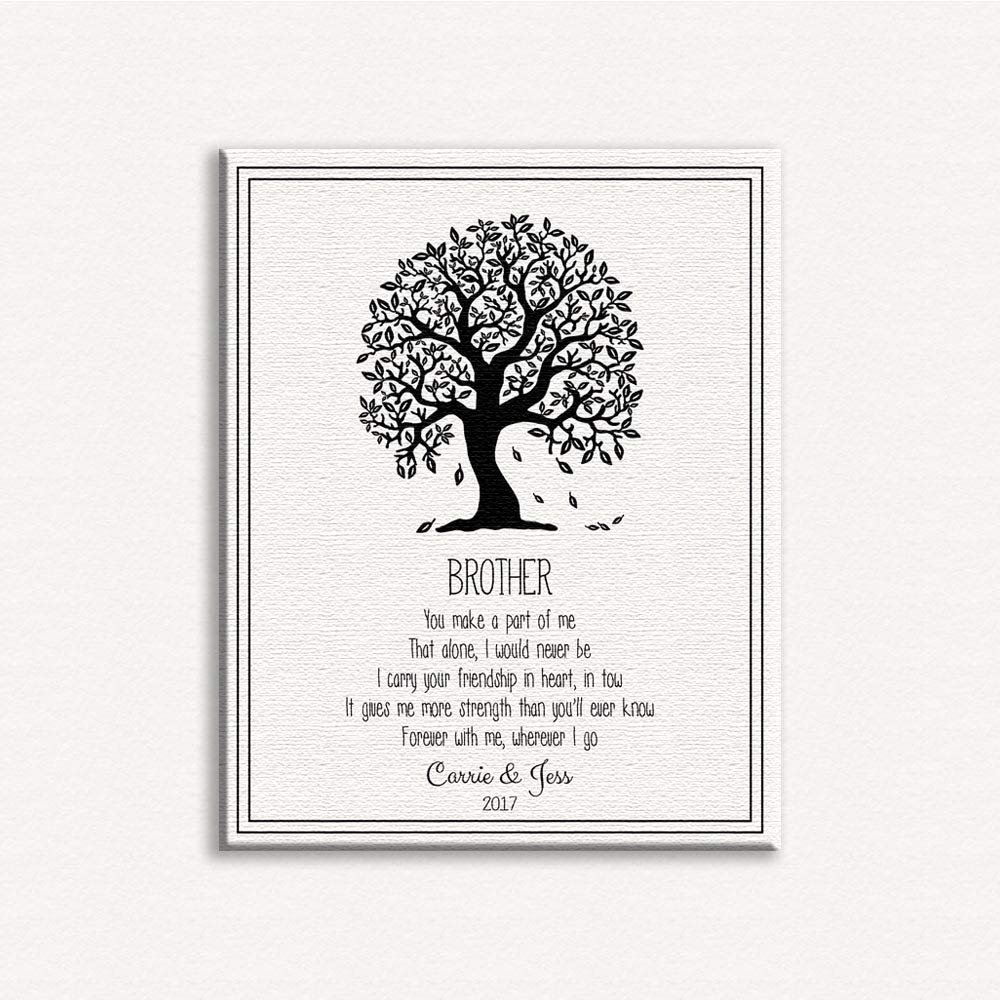 16x20 Custom Canvas Personalized Thank You Gift from Sister, Brother to Brother, A Beautifully Handcrafted Gift for Brother in Law with A Warm Message, 1094