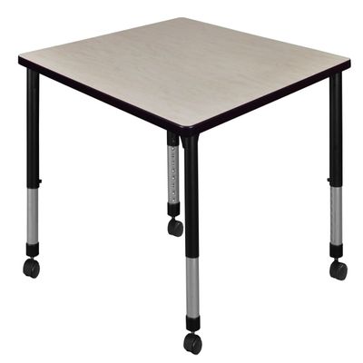 Regency Kee Height Adjustable Mobile Square Classroom Table, 42", Maple