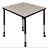 Regency Kee Height Adjustable Mobile Square Classroom Table, 42", Maple view 1