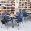 Regency Kee Height Adjustable Mobile Square Classroom Table, 42", Maple view 2