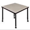 Regency Kee Height Adjustable Mobile Square Classroom Table, 42", Maple view 3