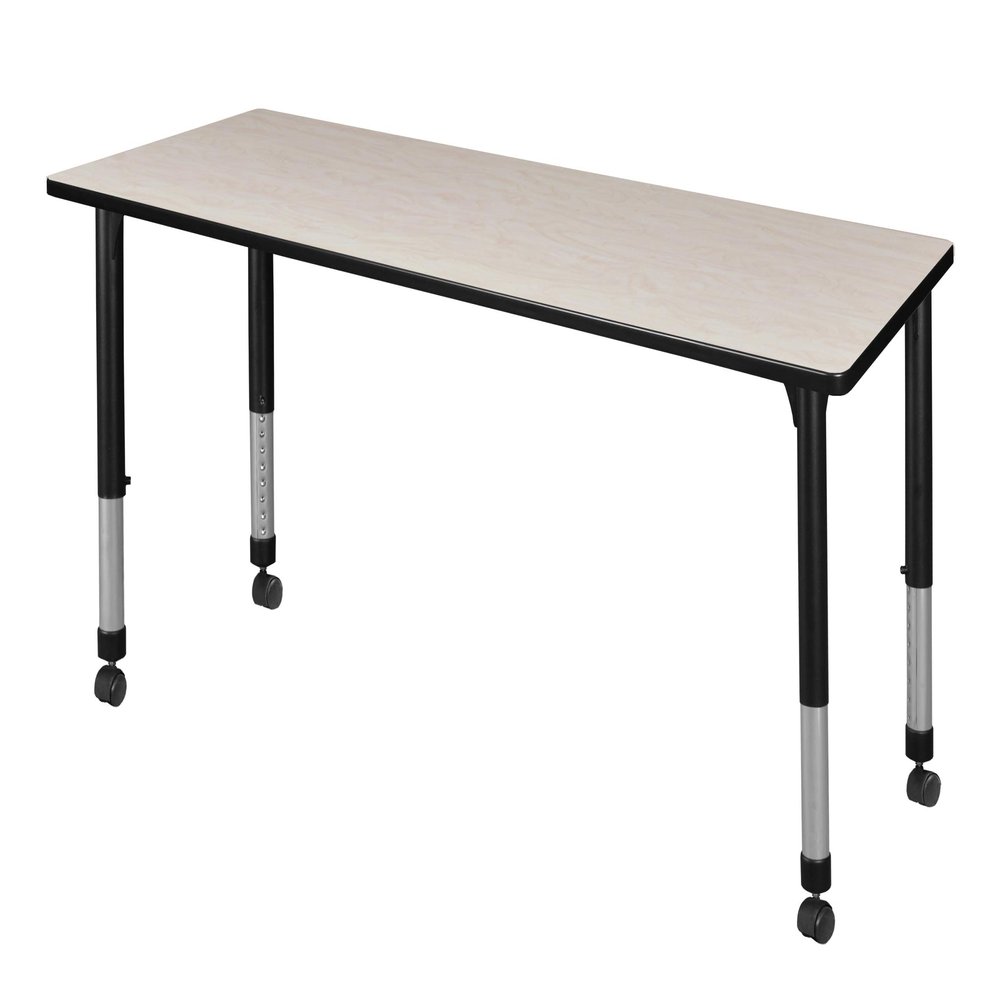 Regency Kee 66 x 24 in. Height Adjustable Mobile Classroom Activity Table- Maple