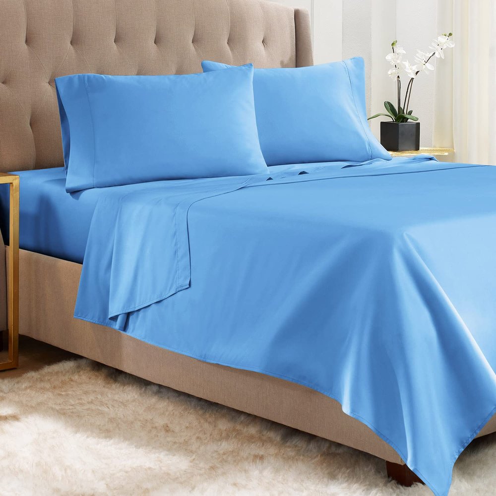 Empyrean Bedding Twin Sheets Set - 3 PC Super Soft Twin Bed Sheets - Double Brushed Microfiber Twin Sheet Set - Hotel Luxury Calm Blue Bed Sheets Twin Size, with 4 Corner Elastic Straps