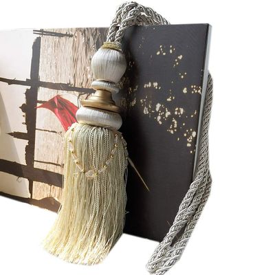 1 Pair Curtain Decorative Bandage Tassels Curtain Tiebacks Creative Curtain Rope Holdbacks (Beige)