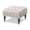 Baxton Studio Velvet Fabric Button Tufted Cocktail Ottoman in Gray view 1