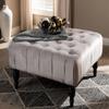 Baxton Studio Velvet Fabric Button Tufted Cocktail Ottoman in Gray view 2