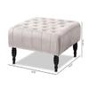 Baxton Studio Velvet Fabric Button Tufted Cocktail Ottoman in Gray view 3