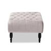 Baxton Studio Velvet Fabric Button Tufted Cocktail Ottoman in Gray view 4