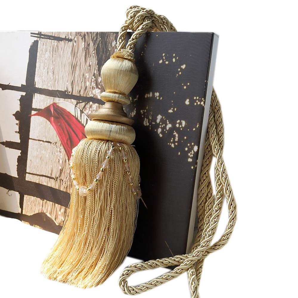 1 Pair Curtain Decorative Bandage Tassels Curtain Tiebacks Creative Curtain Rope Holdbacks (Golden)