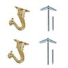 Rocky Mountain Goods Ceiling Swag Hook 2 Pack with Mounting Hardware - 1 1/2 Heavy Duty Swag Hooks for Hanging Planter, Ceiling or Extender Chains - Easy Install with Screws/Brackets (Brass) view 1