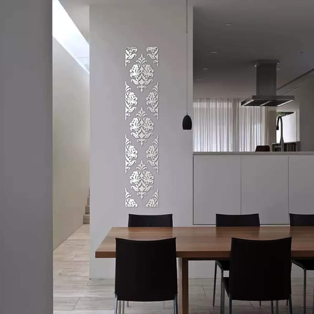 Mirror Stickers Sticker Bathroom Room Decoration 3D Long Full Body Wall Mirrored Mural On The Wallpaper For Walls In Royal Palace Luxury Retro Flower Panel Mural Full Body Length Big Large Wallpaper