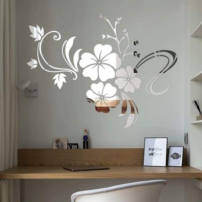 Mirror Stickers Sticker Bathroom Room Decoration Long Wallpaper for Walls in Rolls Self Adhesive Home Accessories Decor 2020 Film On The Window from Sun Acrylic Hibiscus Leaf Flower Petals