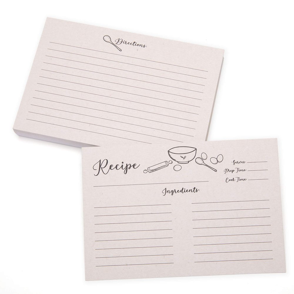 Outshine Recipe Cards| 50 Blank Recipe Cards | Double Sided Thick Card Stock for Recipe Holders - 4x6 Kraft