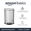 Amazon Basics Round Cylindrical Trash Can with Soft-Close Lid, Foot Pedal, Removable Inner Bucket, Smudge Resistant, 20 l/5.3 gallon, Brushed Stainless Steel view 2