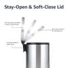Amazon Basics Round Cylindrical Trash Can with Soft-Close Lid, Foot Pedal, Removable Inner Bucket, Smudge Resistant, 20 l/5.3 gallon, Brushed Stainless Steel view 3