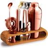 Mixology & Craft Cocktail Shaker Set with Bamboo Stand - Professional 10-Piece Bartender Kit - Complete Bar Set & Cocktail Mixer Kit for Home (Copper) view 1