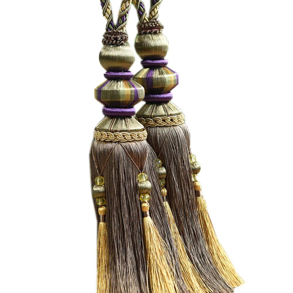 1 Pair Luxurious Curtain Buckle Hanging Ball Deaded Tassels Curtain Tiebacks Curtain Decoration for Bedroom (Purple)