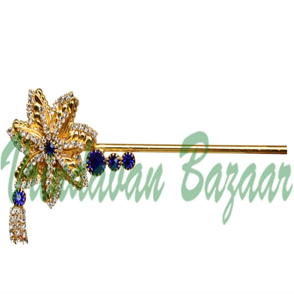VRINDAVANBAZAAR.COM Beautiful Flower with Stones Flute- Length of Flute: 12 cm