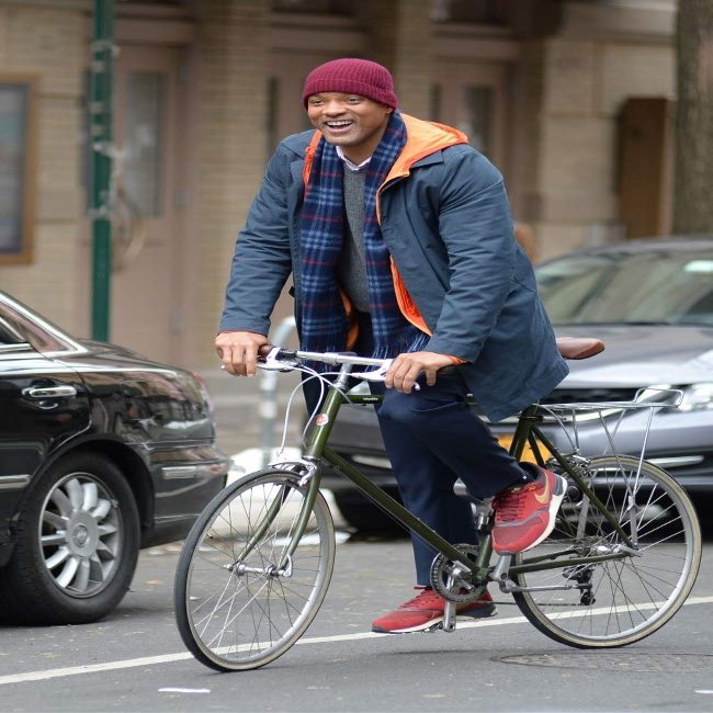 Posterazzi Poster Print Will Smith Riding A Bicycle Shoot for Collateral Beauty Filming On Location New York Ny March 31 2016. Photo by Kristin CallahanEverett Collection Celebrity (8 x 10)