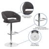 EMMA + OLIVER Shae Adjustable Height Barstool - Charcoal Fabric Upholstery - Rounded Cutout Mid-Back - Foam Padding - Swivel Seat - Chrome Pedestal Base view 4