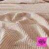 100% Cotton Taupe Blanket Full/Queen Size for Bed - Breathable and Soft, Waffle Weave for Summer Spring, 90x90 Inches view 2