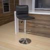 EMMA + OLIVER Coti Modern Height Adjustable Dining Stool - Gray Vinyl Upholstery - Channel Tufted Detailing - 360 Swivel Seat - Chrome Pedestal Base with Footrest view 1