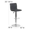EMMA + OLIVER Coti Modern Height Adjustable Dining Stool - Gray Vinyl Upholstery - Channel Tufted Detailing - 360 Swivel Seat - Chrome Pedestal Base with Footrest view 2