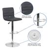EMMA + OLIVER Coti Modern Height Adjustable Dining Stool - Gray Vinyl Upholstery - Channel Tufted Detailing - 360 Swivel Seat - Chrome Pedestal Base with Footrest view 4