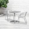 EMMA + OLIVER 23.5" Square Aluminum Table Set with 2 Slat Back Chairs view 1
