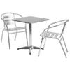 EMMA + OLIVER 23.5" Square Aluminum Table Set with 2 Slat Back Chairs view 2