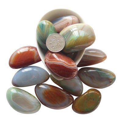 ACEVER Carnelian Banded Agate Gemstone Rock Moonstone Tumblestone Polished Pebble Stones (Size-Color-11)