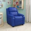 EMMA + OLIVER Deluxe Padded Blue Vinyl Kids Recliner with Storage Arms view 1