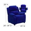 EMMA + OLIVER Deluxe Padded Blue Microfiber Kids Recliner with Storage Arms view 2