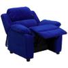 EMMA + OLIVER Deluxe Padded Blue Microfiber Kids Recliner with Storage Arms view 4