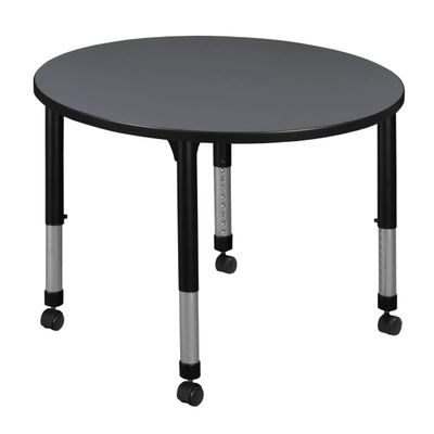 Regency Kee Height Adjustable Mobile Round Classroom Table, 42", Grey
