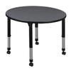 Regency Kee Height Adjustable Mobile Round Classroom Table, 42", Grey view 1