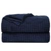 uxcell 100% Cotton Cable Knit Throw Blanket,Soft Lightweight Lap Blanket,Textured Solid Sofa Throw Couch Cover Decors Knitted Blankets, Navy Blue 50"x 60" view 1