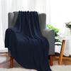uxcell 100% Cotton Cable Knit Throw Blanket,Soft Lightweight Lap Blanket,Textured Solid Sofa Throw Couch Cover Decors Knitted Blankets, Navy Blue 50"x 60" view 2