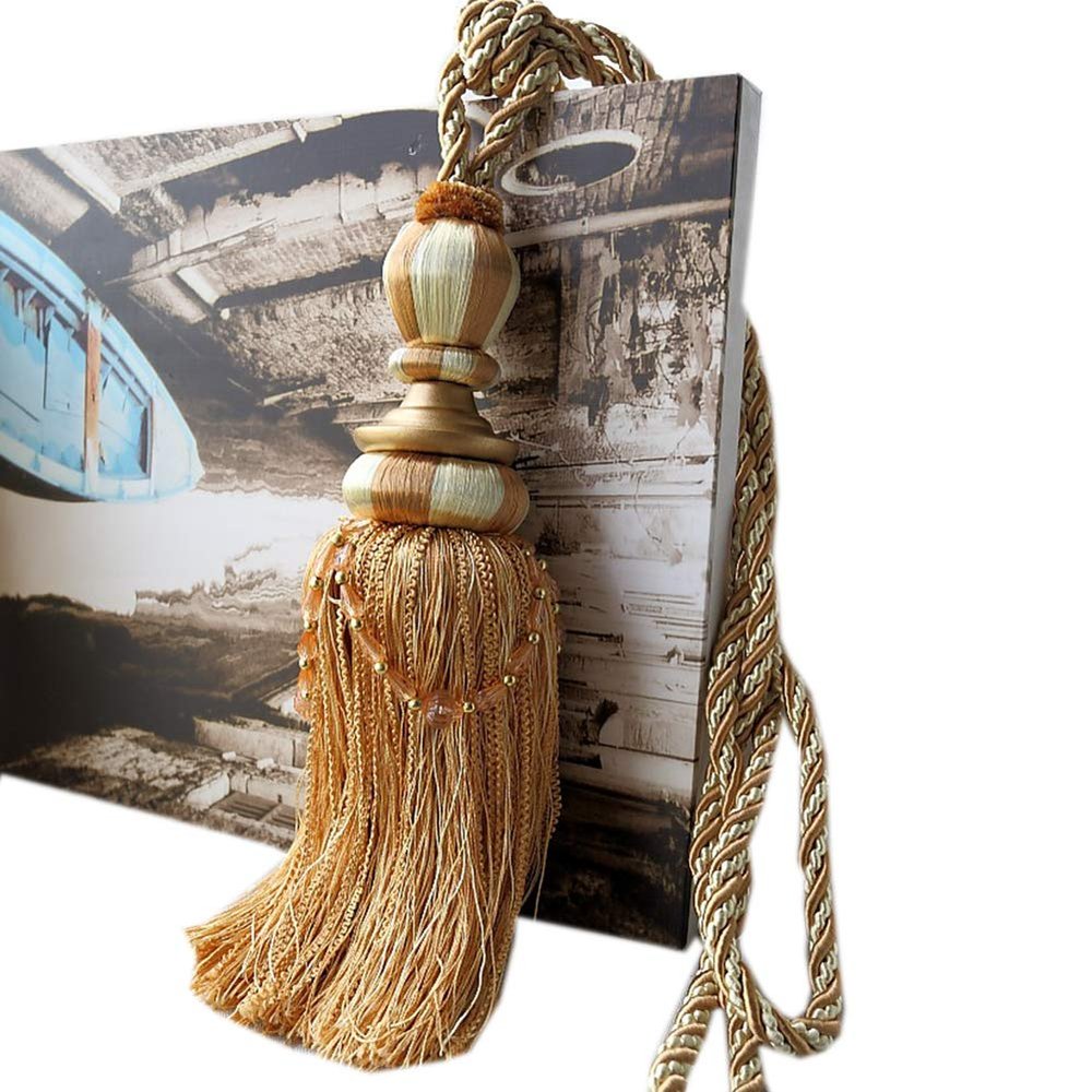 1 Pair Curtain Decorative Bandage Tassels Curtain Tiebacks Creative Curtain Rope Holdbacks (Rice Wine Color)