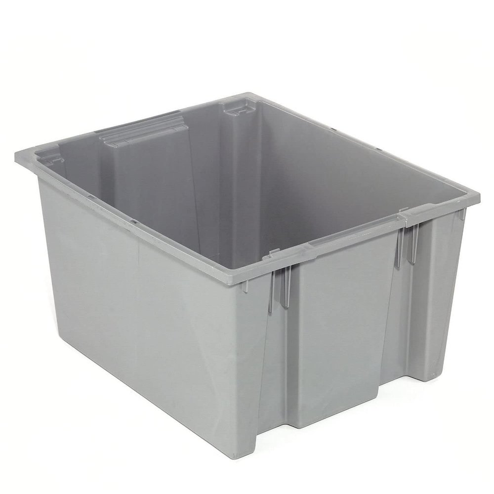 Global Industrial Stack And Nest Shipping Container No Lid, 23-1/2x19-1/2x13, Gray, Lot of 3