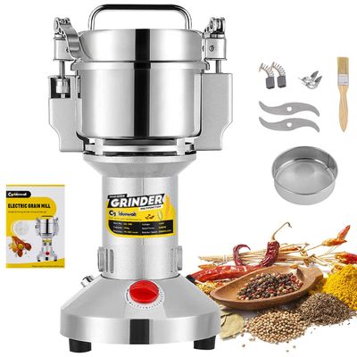 CGOLDENWALL Safety Upgraded Electric Grain Grinder Mill High-speed Dry Spice Herb Mill Grinding Machine with 2400W Commercial Motor Overload Protection CE 110V (700g Hand-held Type)