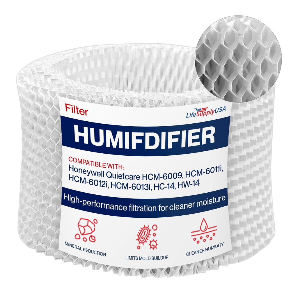 LifeSupplyUSA Filter E Humidifier Filter Replacement Wick Compatible with Honeywell Quietcare HCM-6009, HCM-6011i, HCM-6012i, HCM-6013i, HC-14, HW-14