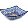 Polmedia Polish Pottery Square Bowl 8-inch - Pansy Morning Pattern Handmade in Boleslawiec Poland by Ceramika Bona + Certificate of Authenticity view 1