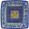 Polmedia Polish Pottery Square Bowl 8-inch - Pansy Morning Pattern Handmade in Boleslawiec Poland by Ceramika Bona + Certificate of Authenticity view 3