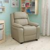 EMMA + OLIVER Deluxe Padded Beige Vinyl Kids Recliner with Storage Arms view 2