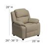 EMMA + OLIVER Deluxe Padded Beige Vinyl Kids Recliner with Storage Arms view 3